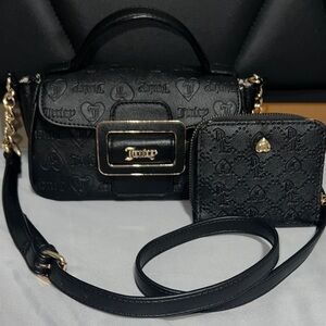 Juicy Couture Black Crossbody Bag with Gold Accents & Wallet